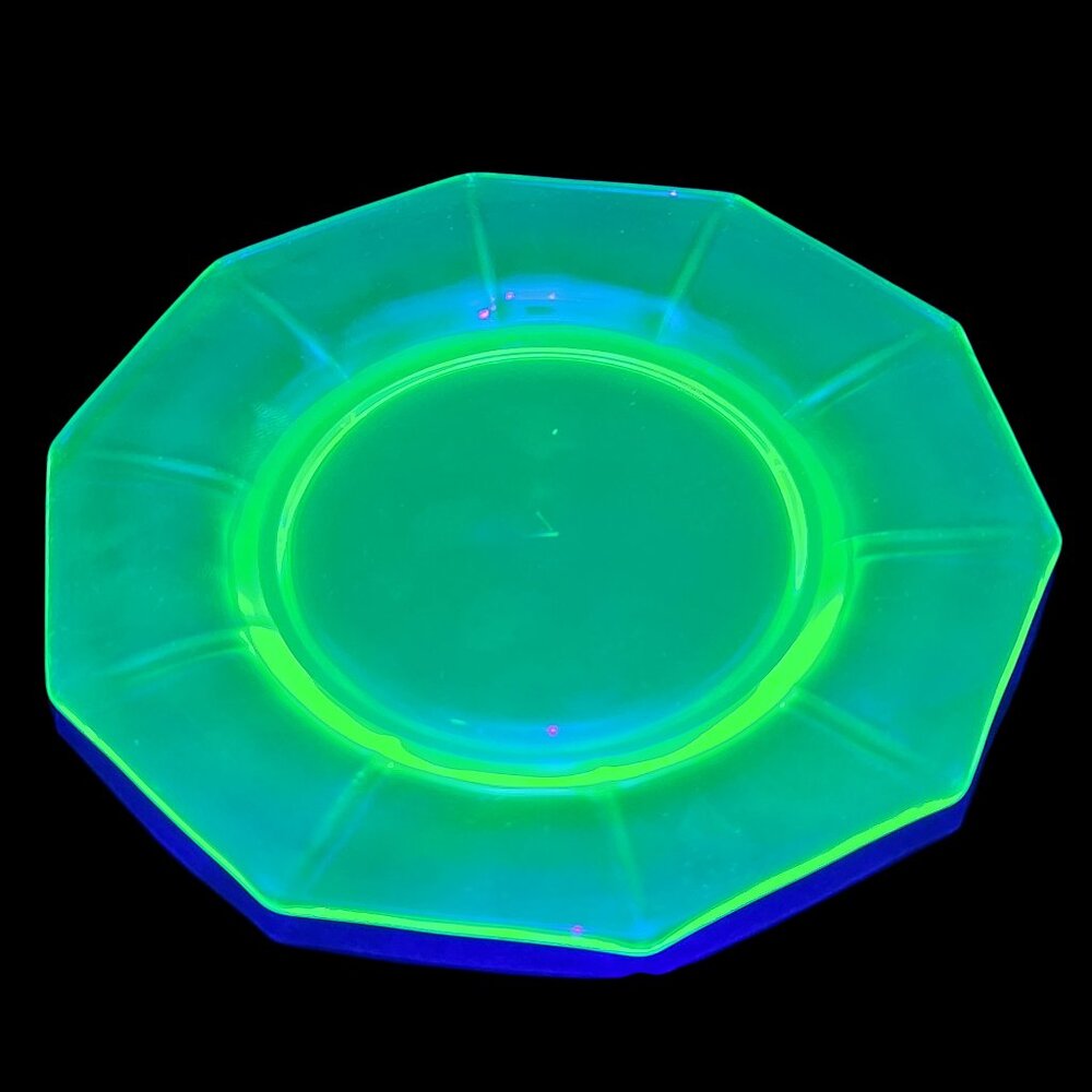 Vintage Uranium Depression Glass Green Serving Plate